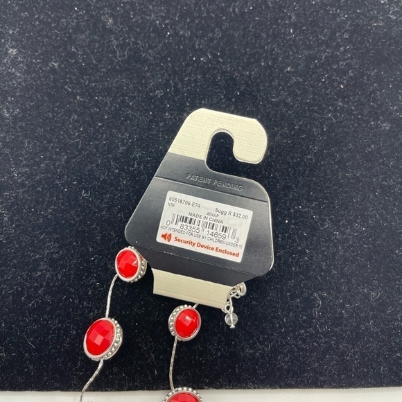 Nwt Napier Necklace Earring Set Red Enamel Stones - Picture 4 of 4